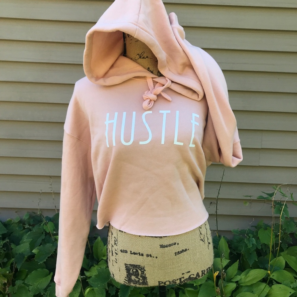 Hustle Cropped Peach Hoodie - Picture 2 of 6